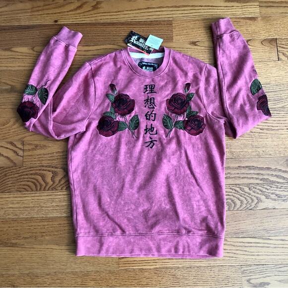 BLIND ROOSTER “Ideal Place”  Asian Red Rose Embroidered Sweatshirt Men’s M NWT - Picture 10 of 10